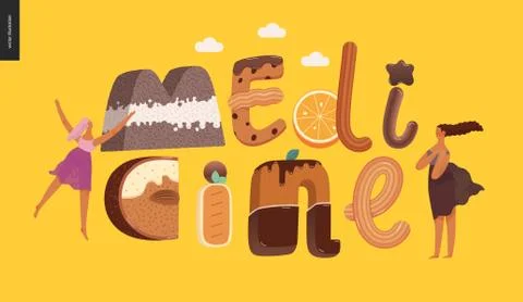 Dessert temptation font Stock Illustration