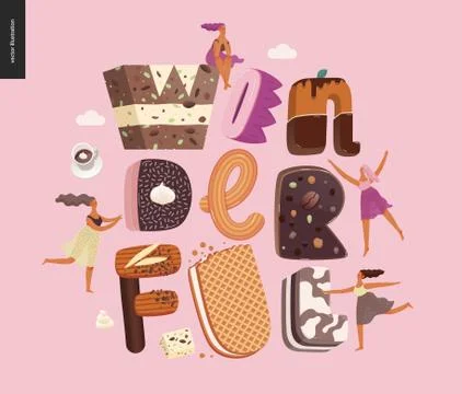 Dessert temptation font Illustrazione stock