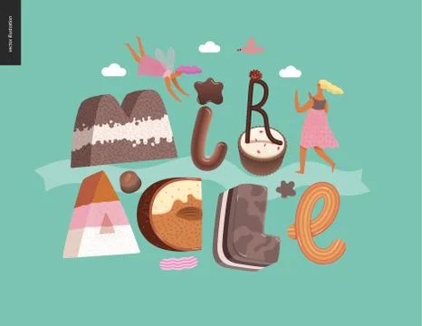 Dessert temptation font Stock Illustration