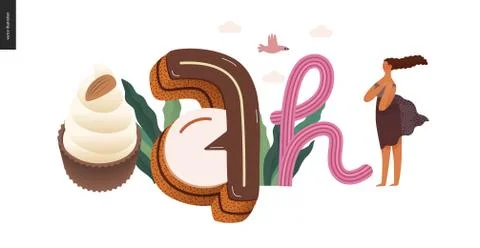 Dessert temptation font Stock Illustration
