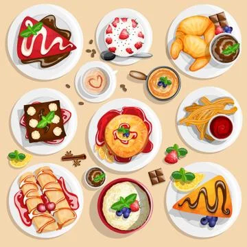 Dessert top view Stock Illustration