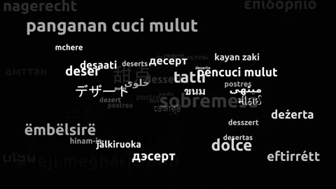 Dessert Translated in 57 Worldwide Languages Endless Looping 3d Zooming Wordc Stock Footage 145201942