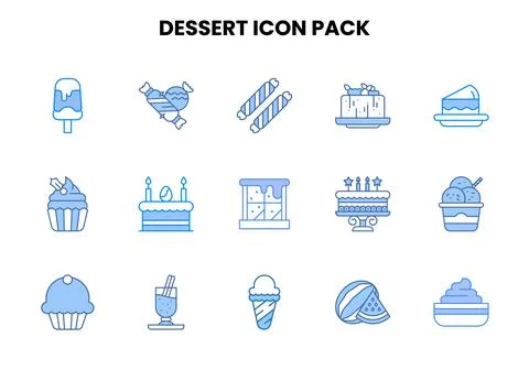 Dessert Two Colour Design Icons Pack Stock Illustration