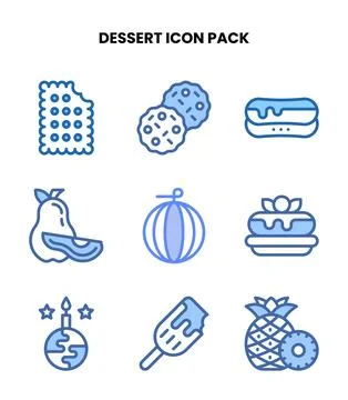Dessert Two Colour Icons Pack Stock Illustration