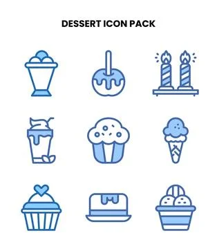 Dessert Two Colour Icons Pack Stock Illustration