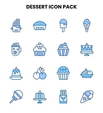 Dessert Two Colour Set Icons Pack Stock Illustration