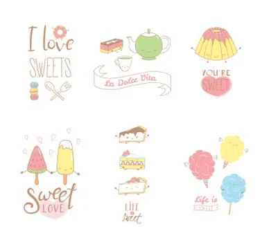 Dessert with typography collection Illustrazione stock