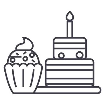 Dessert vector line icon, sign, illustration on background, editable strokes Stock Illustration