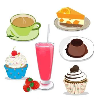 Desserts and drink Illustrazione stock