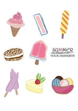 Desserts Stock Illustration