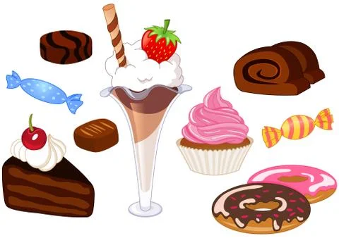 Desserts Stock Illustration