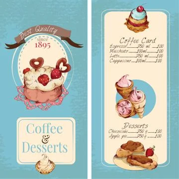 Desserts menu template 스톡 일러스트
