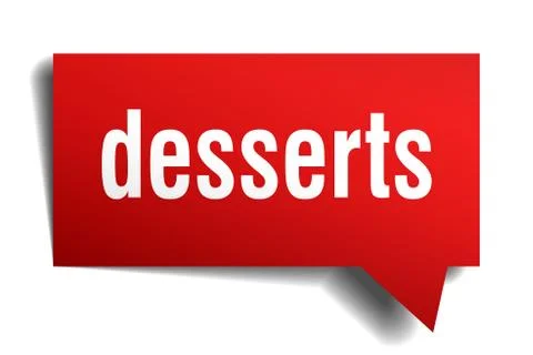 Desserts red 3d speech bubble Illustrazione stock