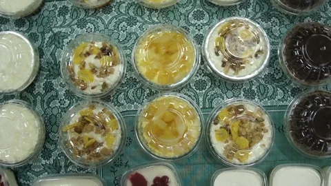 The desserts on the table Stock Footage 81031476