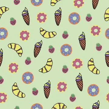 Desserts, vector seamless pattern Stock Illustration