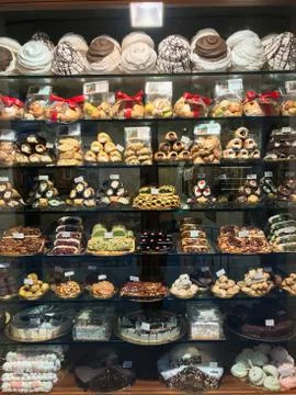 Desserts in Window Display Stock Photos