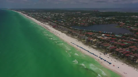 Destin Beach by Helicopter 스톡 동영상 156035883