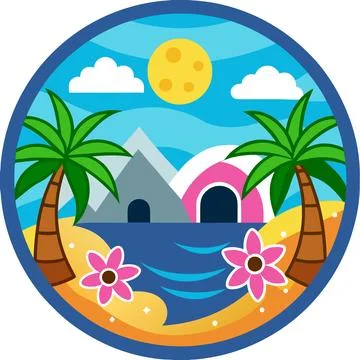 Destin Florida Coastal Beach Vector Art Illustration Design Stock Illustration