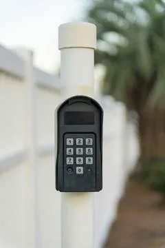 Destin, Florida- Digital keypad for automatic gate Stock Photos