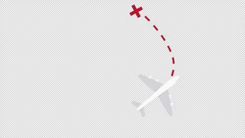 Destination along the flight path of the aircraft. Animation of an airplane Stock Footage 318508095