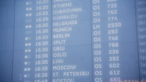 Destination board flight schedule panel airport 스톡 동영상 101898227