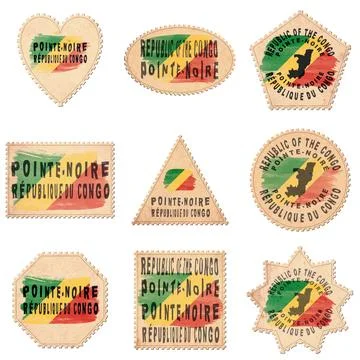 Destination of the Congo Pointe Noire Postage Stamps Stock Photos