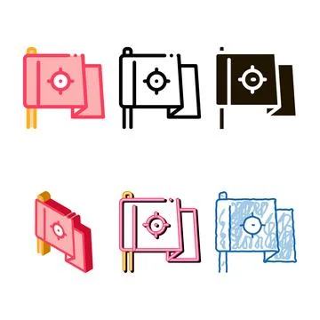 Destination flag icon looks vector outline Stock Illustration