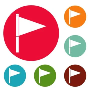Destination flag icons circle set vector Stock Illustration