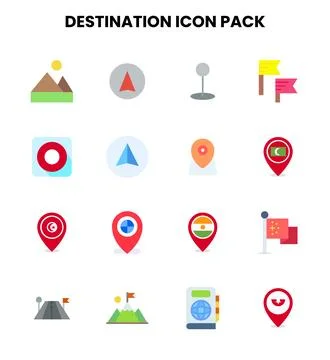 Destination Flat Graphics Icons Pack Stock Illustration