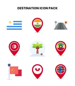 Destination Flat UI Icons Pack Illustrazione stock