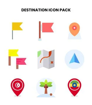 Destination Flat UI Icons Pack Stock Illustration
