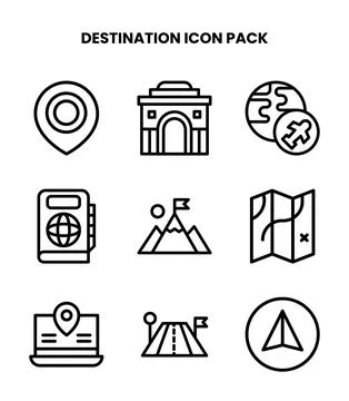 Destination Line Graphics Icons Pack Stock Illustration