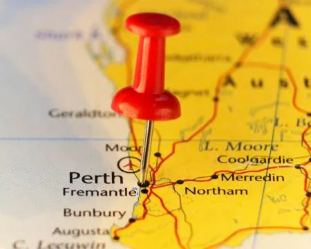 Destination map Perth Australia Stock Photos
