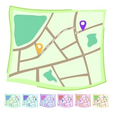 Destination map vector cartoon graphic Stock Illustration