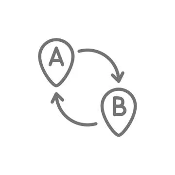 Destination sign, endpoint, moving to different locations line icon. Illustrazione stock