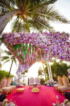 Destination Wedding Decoration Setup. Stock Photos