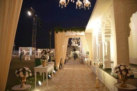 Destination Wedding Decoration Setup. Stock Photos