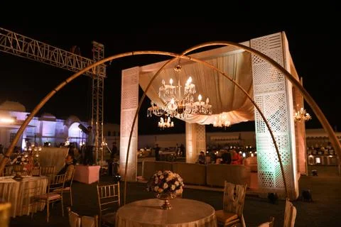 Destination Wedding Decoration Setup. Stock Photos