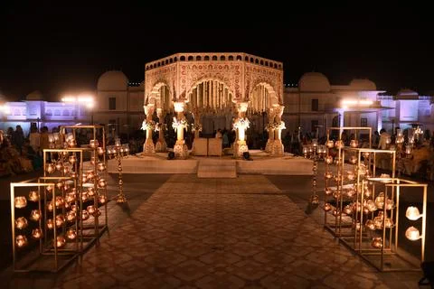 Destination Wedding Decoration Setup. Stock Photos