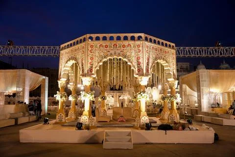 Destination Wedding Decoration Setup. Stock Photos