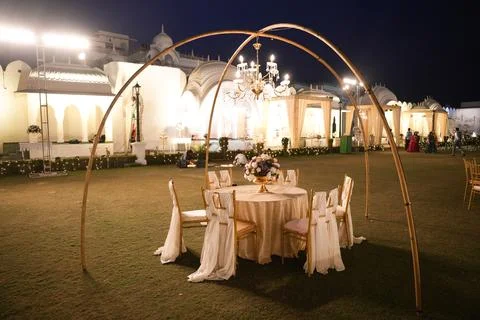 Destination Wedding Decoration Setup. Stock Photos