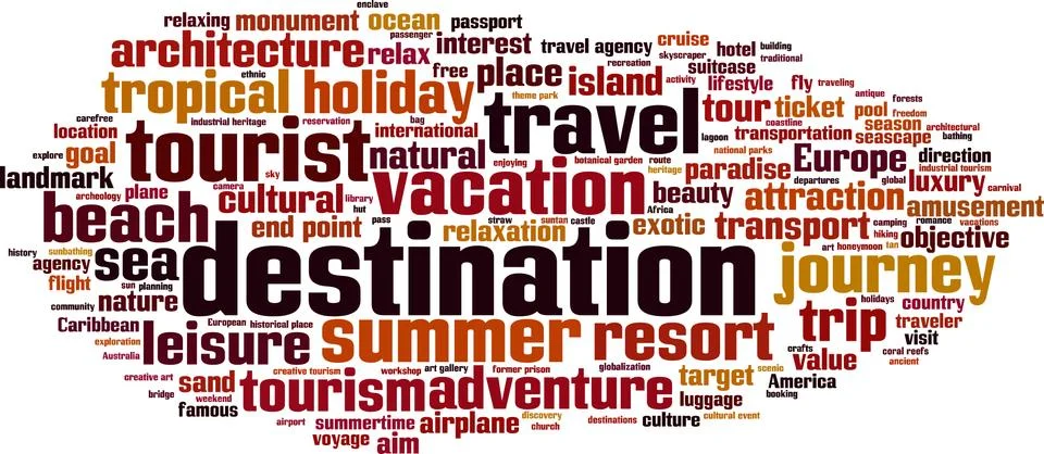 Destination word cloud 库存插图