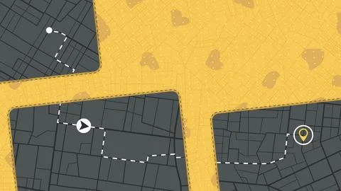 Destinations. Gps tracking map. Track navigation pin on street maps, navigate Stock Illustration