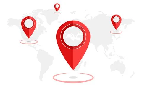 Destinations. Gps tracking map. Track navigation pins on street maps, navig.. Stock-Illustration