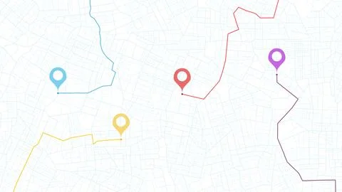 Destinations. Gps tracking map. Track navigation pin on street maps, navigate Stock Illustration