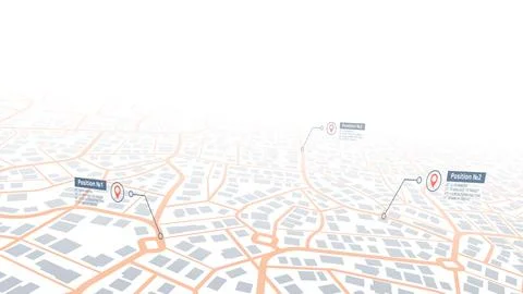 Destinations. Perspective Gps tracking map. Track navigation pin on street map Stock Illustration