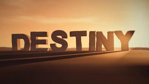 Destiny Giant Eroded Stone Letters Standing in a Desert at Sunset with Видео 341853586