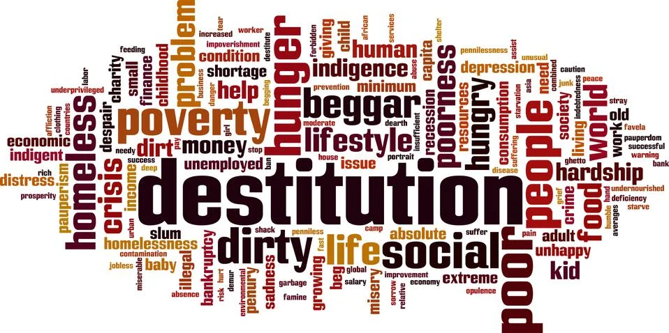 Destitution word cloud Stock Illustration