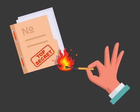 Destroy secret documents. set fire to paper. Stock Illustration