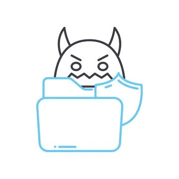 Destroy virus files line icon, outline symbol, vector illustration, concept sign Stock Illustration